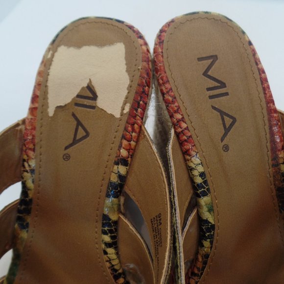 MIA "Rasinette" 4.5" Jute Wedge Animal Print Criss Cross Open Toe Sandals Sz 9 - Picture 9 of 11